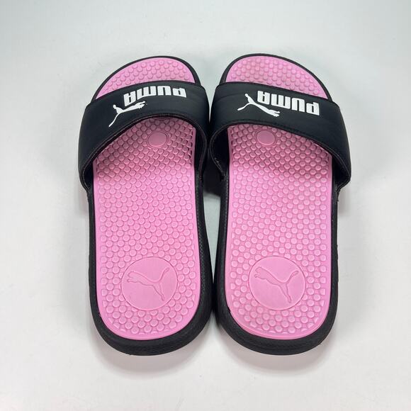 Puma Cool Cat Black Pink Lightweight Casual Slip On Slides Sandal Women’s Size 9 - Picture 6 of 7